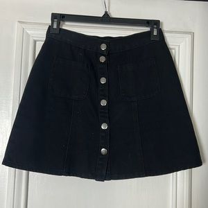 BDG Button Up Black Denim Skirt